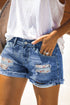 Patchwork Rolled Hem Denim Shorts